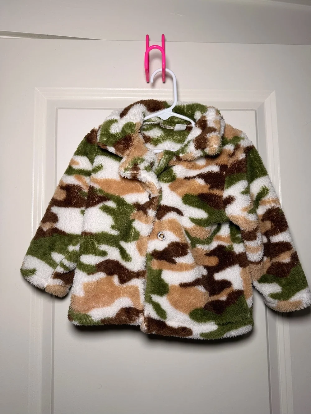 SHEIN Baby/Toddler Camo Fuzzy Sherpa Jacket 12-18M Green Brown